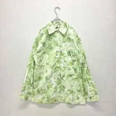 otto シャツ ブラウス 柄シャツ 綿100 花柄 グリーン Lサイズ