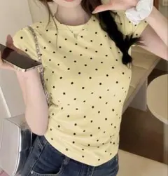 イエロー 水玉 ドット Tシャツ