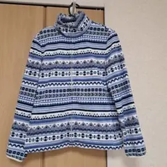 フリースジャケット 青系 幾何学模様