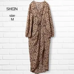 ​シーイン ロングワンピース ダルメシアン柄 ベージュ M カシュクール M