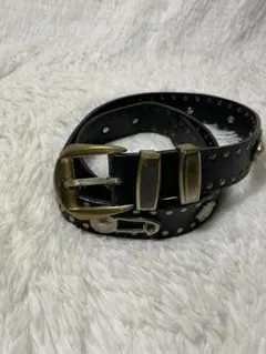 GIANNI VERSACE メデューサ スタッズ レザーベルト 本革 ブラックのサムネイル