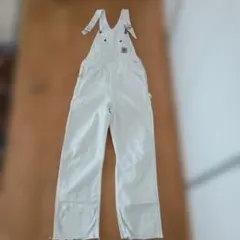 【S】MISS carhartt オーバーオール　つなぎ　白　デニムのサムネイル