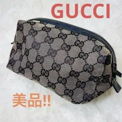 【美品】 GUCCI グッチ GG柄 キャンバス レザー ポーチ