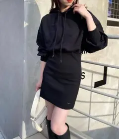 CHICO フードスウェットリブミニワンピ