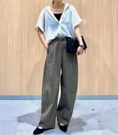 GU バレルレッグプルオンパンツ XL オリーブ