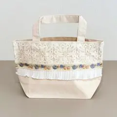 インド刺繍リボン トートバッグ ハンドメイド