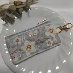 インド刺繍リボン　ミニポーチ