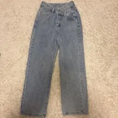 ライトブルー ハイウエスト デニムパンツ