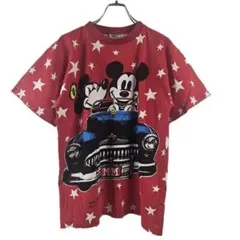 90sオールドミッキーTシャツ ミニー黒目星柄Sレッド ポルトガル製ヴィンテージ