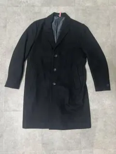 ブラック シングルブレスト チェスターコート　黒