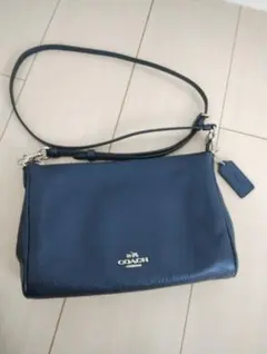 COACH ネイビー レザーショルダーバッグ