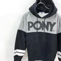 PONY　パーカー スウェット素材 フード付き ロゴ 裏起毛 コットン ブラックのサムネイル