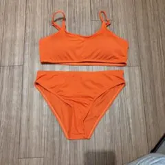 レディース ビキニ セパレート水着 蛍光のピンクかかったオレンジ