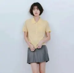 【美品】ZARA ザラ／ウール製 薄手ポロトップス イエロー M