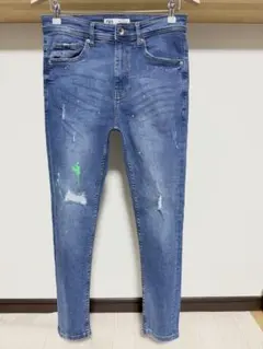 柔らかめ ペイント ZARA MAN ストライプ ストレッチ デニム