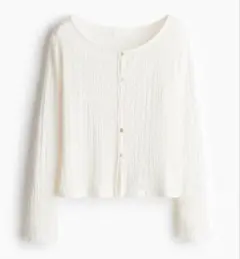 H&M テクスチャード ジャージー カーディガン 長袖 ホワイト S
