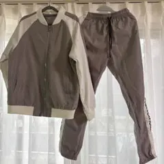 COMELOWTOME メンズ ジャージ セットアップ グレー ホワイト