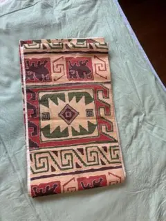 幾何学模様 袋帯 赤緑