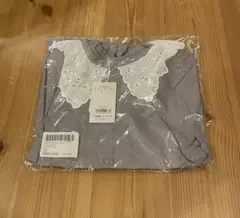 メリージェニー　長袖レース襟ブラウス　グレー