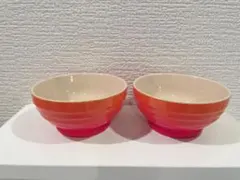 廃盤　LE CREUSET オレンジ 赤 ボウル 2個セットのサムネイル