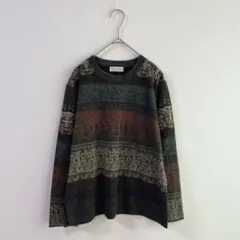 4117 Soliel dOr 総柄カットソー　長袖　クルーネック　秋冬