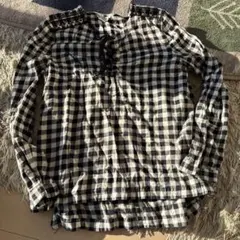 FOREVER 21 ブラック・ホワイトチェック 長袖シャツ L