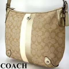 COACH コーチ ショルダーバッグ PVC シグネチャー ベージュ ゴールドのサムネイル