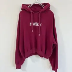 【XL】DIVIDED (H&M) ORIGINAL パーカー 赤　ワインレッドのサムネイル
