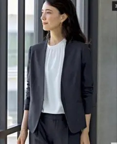 GREEN LABEL RELAXING ノーラペルジャケット　ネイビー　38