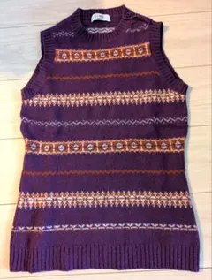 ★SALE☆美品❗️iimk ニットベスト　幾何学模様　レトロ柄　38　レトロのサムネイル