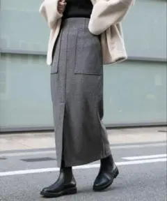 SENSE OF PLACE ジャージメルトンアウトポケットスカート S