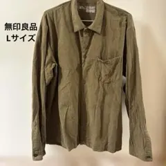 無印良品 カーキ ネルシャツ Lサイズ
