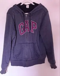GAP ボア裏地 ジップアップパーカー ネイビー L