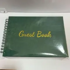 ゲストブック 芳名帳 ゲストサインブック 100ページ ゴールドトリム グリーン