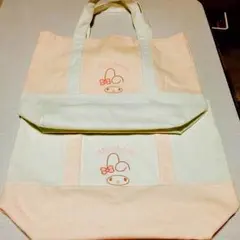 値下げ マイメロ トートバッグ 2点セット 白 ピンク