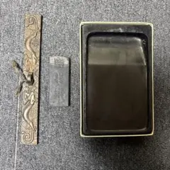 硯 文鎮 墨 セット 書道用品 墨汚れあり