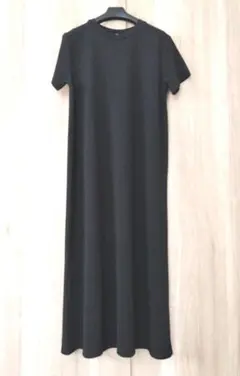 coca　エンボス マキシ丈ワンピース　ブラック　Ｌ　半袖