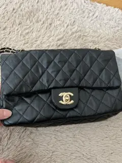 ノベルティブラックレザーショルダーバッグ