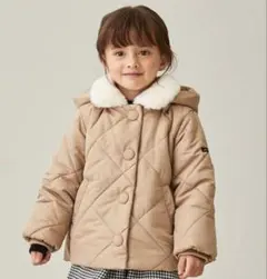 【新品タグ付き】プティマイン バックフリル中綿ジャケット 100 ベージュ