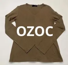 【日本製・綿100%】OZOC オゾック Vネック ロングTシャツ ブラウンのサムネイル