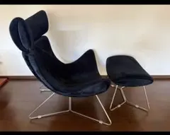 【専用 皿洗いの民さま】1人掛けソファー　オットマン付　ベルベット　ブラック