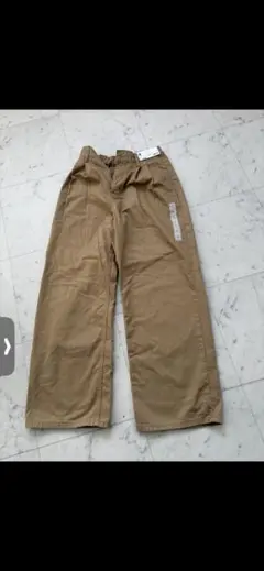 GU/GIRSツータックワイドパンツJR/ベージュ160L