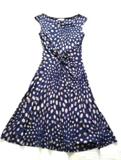 フィフィーユ ジャージワンピース ストレッチ ウエストリボン フランス製 ドット