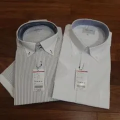 ORIHICA 2枚セット長袖ワイシャツ 白 ストライプ LL