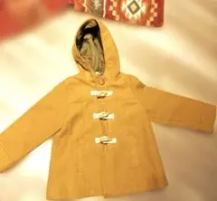 マスタード色 フード付きダッフルコート