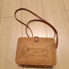 値下げ未使用品ラタン ボックス型 かごバッグ