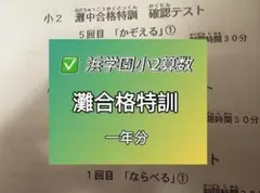 浜学園　小二　灘中合格特訓　確認テスト　算数　灘合　一年分
