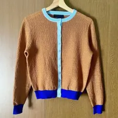 2025SS ZARA カラーブロック ニットジャケット 長袖カーディガン