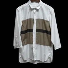 【未使用品】JUNRED ジュンレッド 7分袖シャツ 切替デザイン カーキ白 Lのサムネイル
