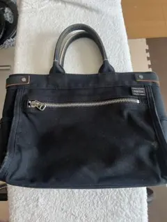 Porter ポーターブラックトートバッグ ファスナー付き